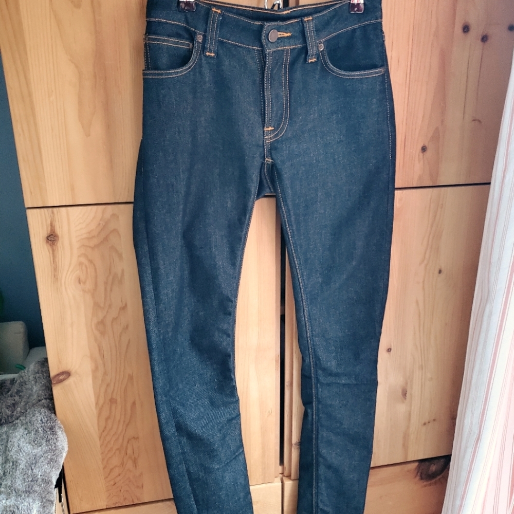 Nudie Skinny Lin Dark Wash Jeans Size W25 L34